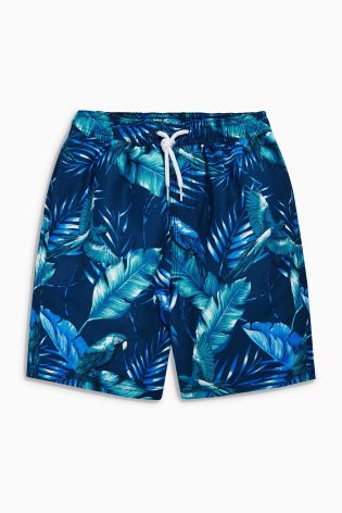 Blue Hibiscus Print Swim Shorts (3-16yrs)